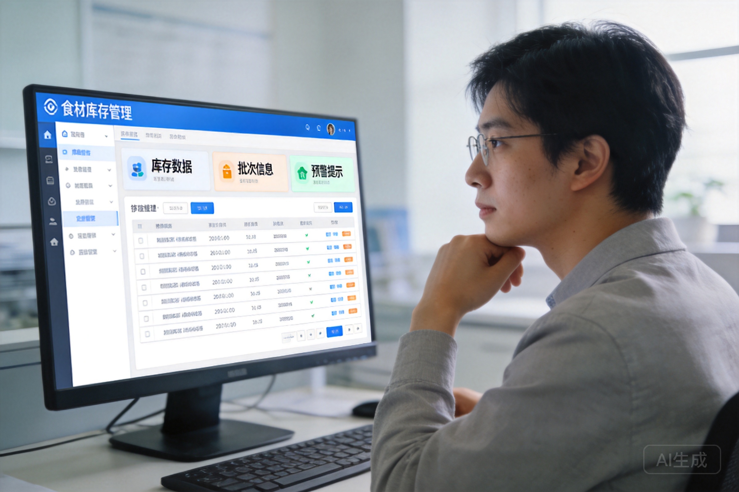 医院食堂仓库食材精细化管理系统界面示意