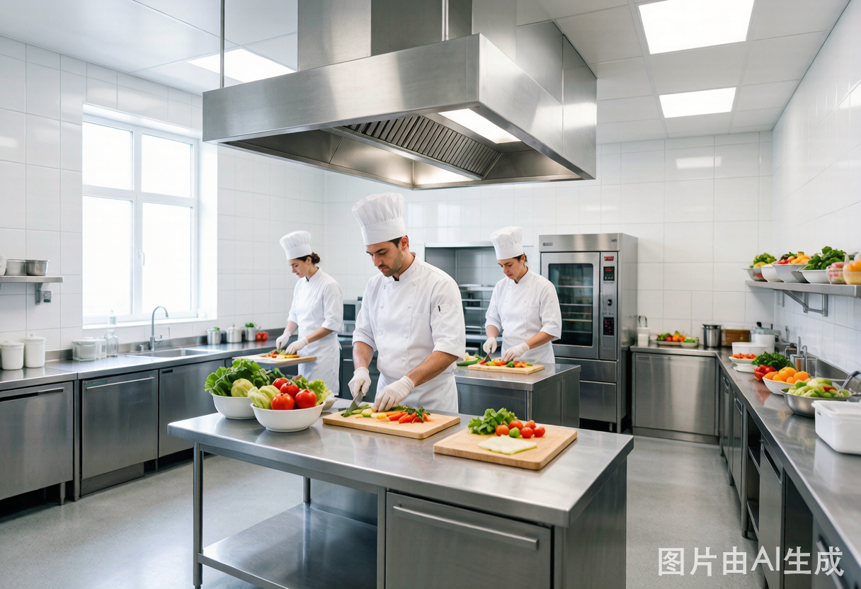 医院食堂后厨加工场景