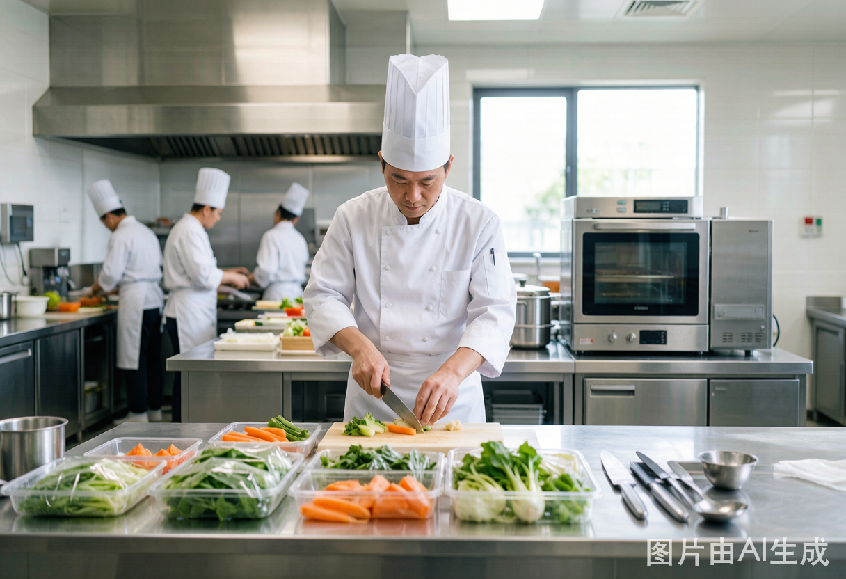 医院食堂后厨加工场景