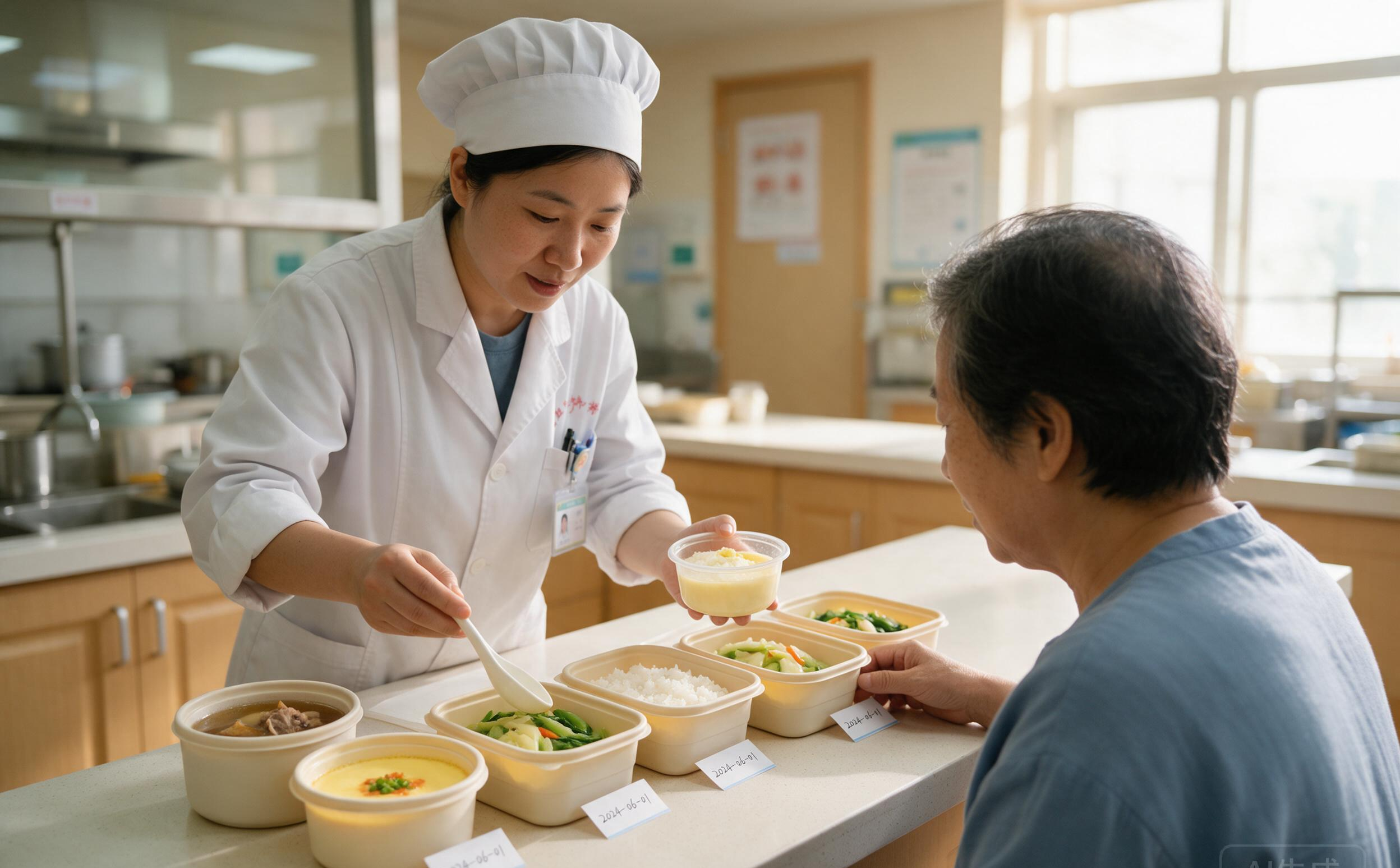 营养师为术后康复患者搭配疗程膳食