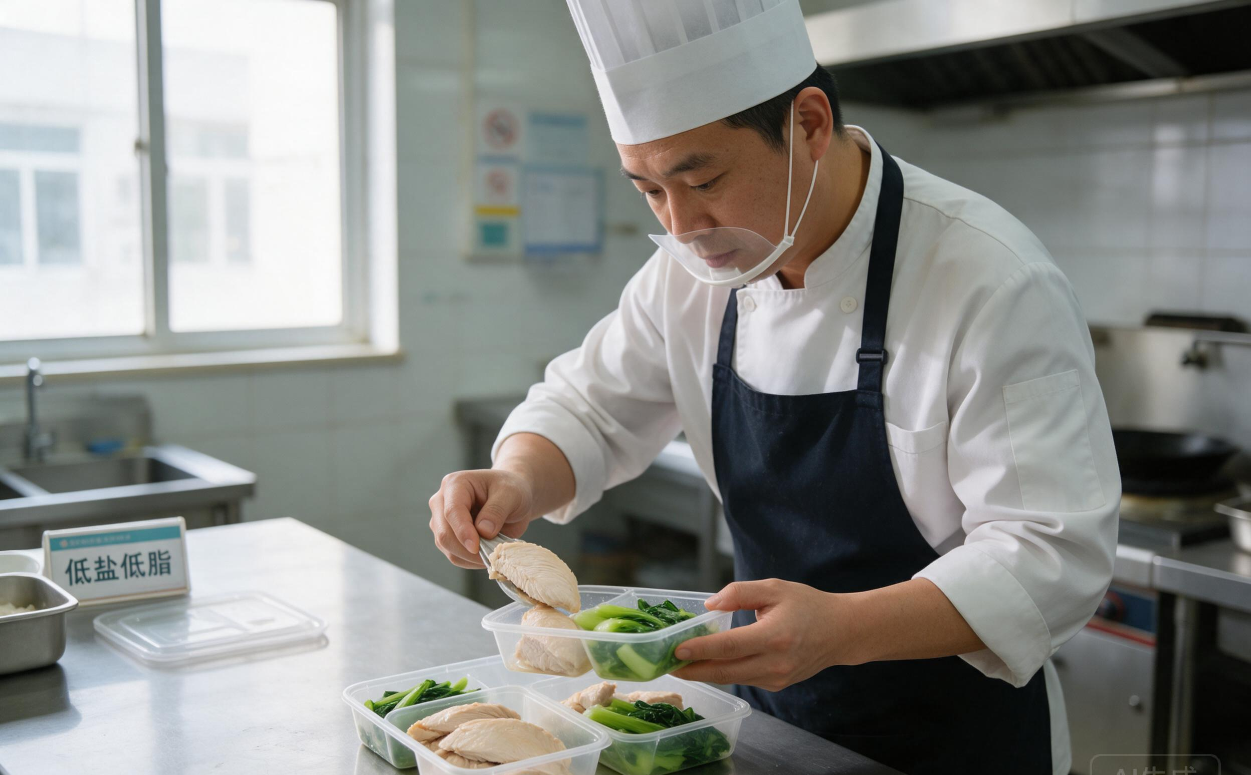 后厨按营养医嘱分装治疗膳食