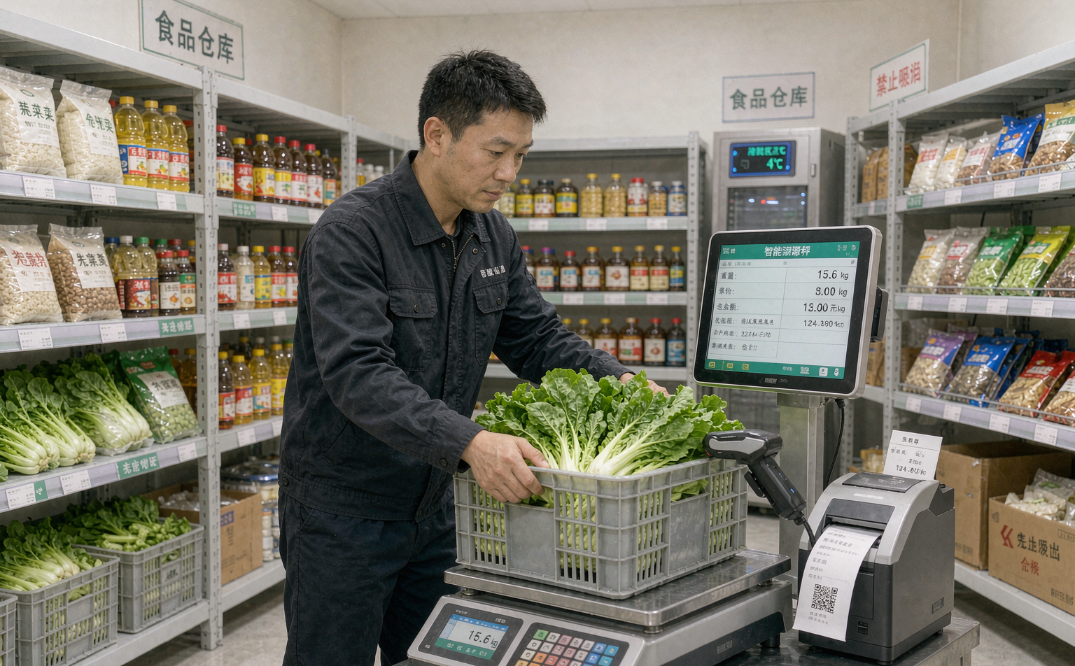 采购员用智能溯源秤称重入库